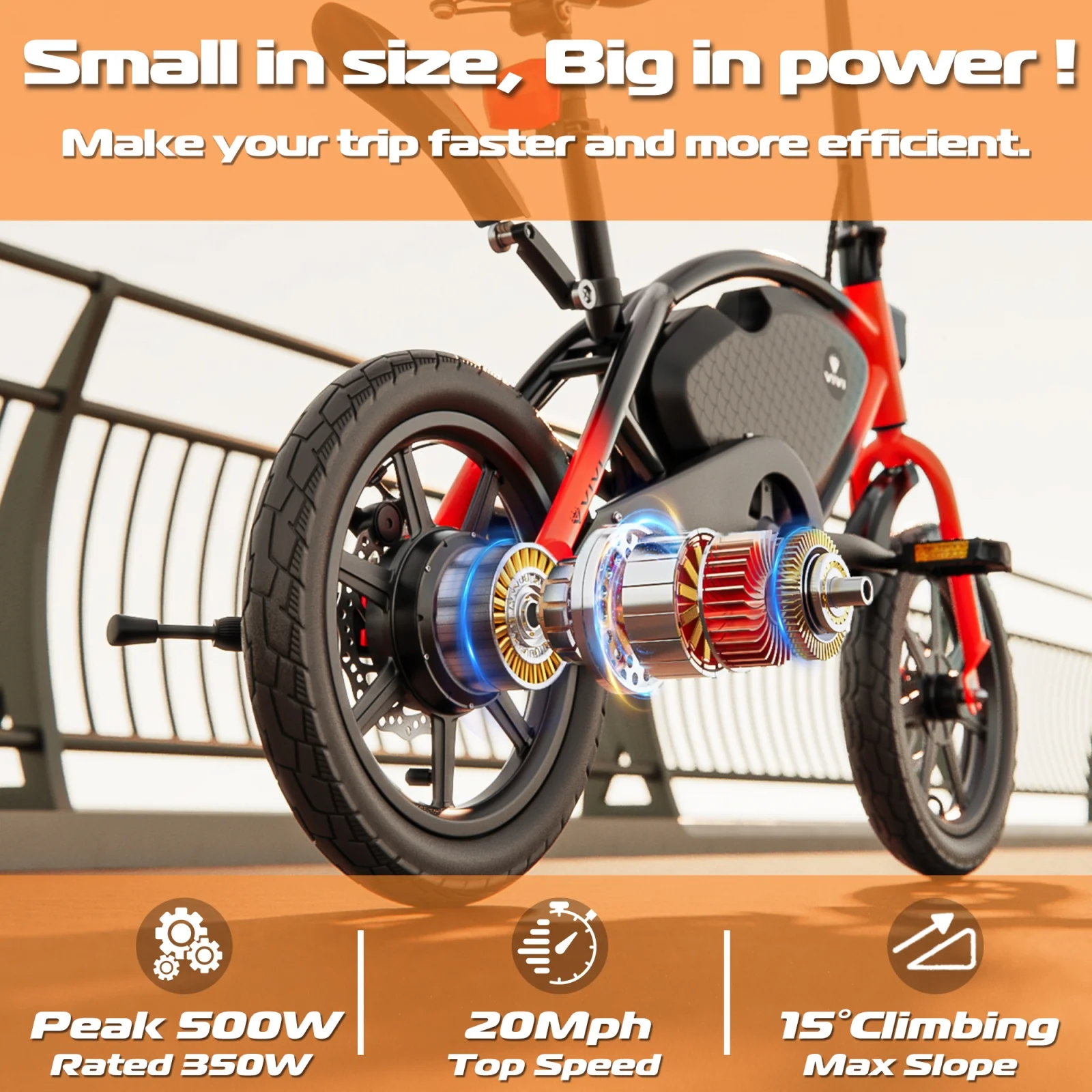 VIVI PONY01 Electric Bike Commuter Mini Electric Bike SGS Certified to UL2849 - Image 4